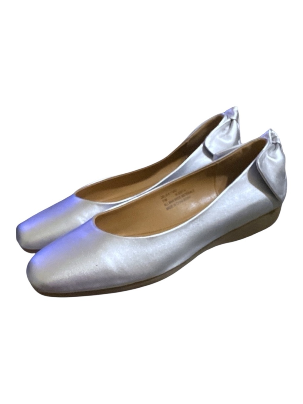 COMFORT VIEW Metallic Silver Ballet Flat Back Bow